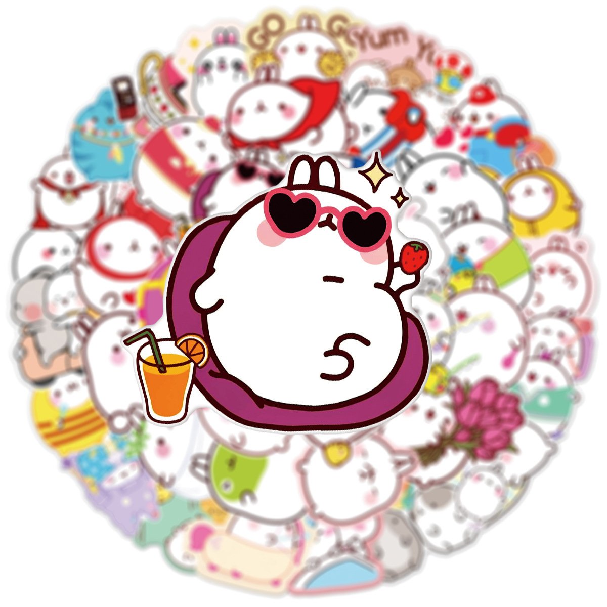 50 pcs die cut Rabbit cartoon sticker graffiti suitcase mobile phone case diary guitar pvc vinyl waterproof stickers for kids