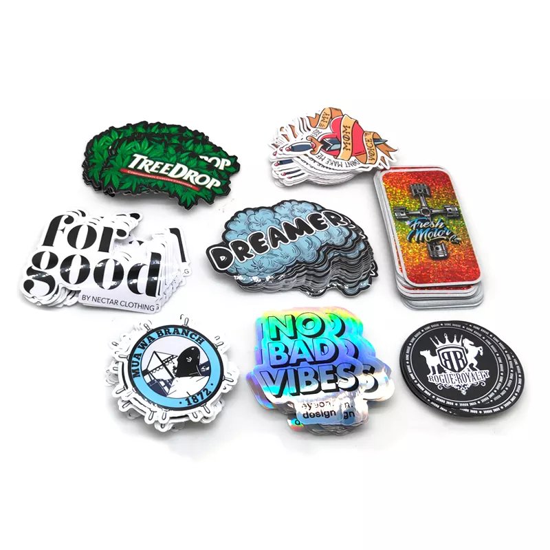 Customized Company Brand Logo Waterproof Die Cut Vinyl Promotional Stickers Packs for Laptop Skateboard