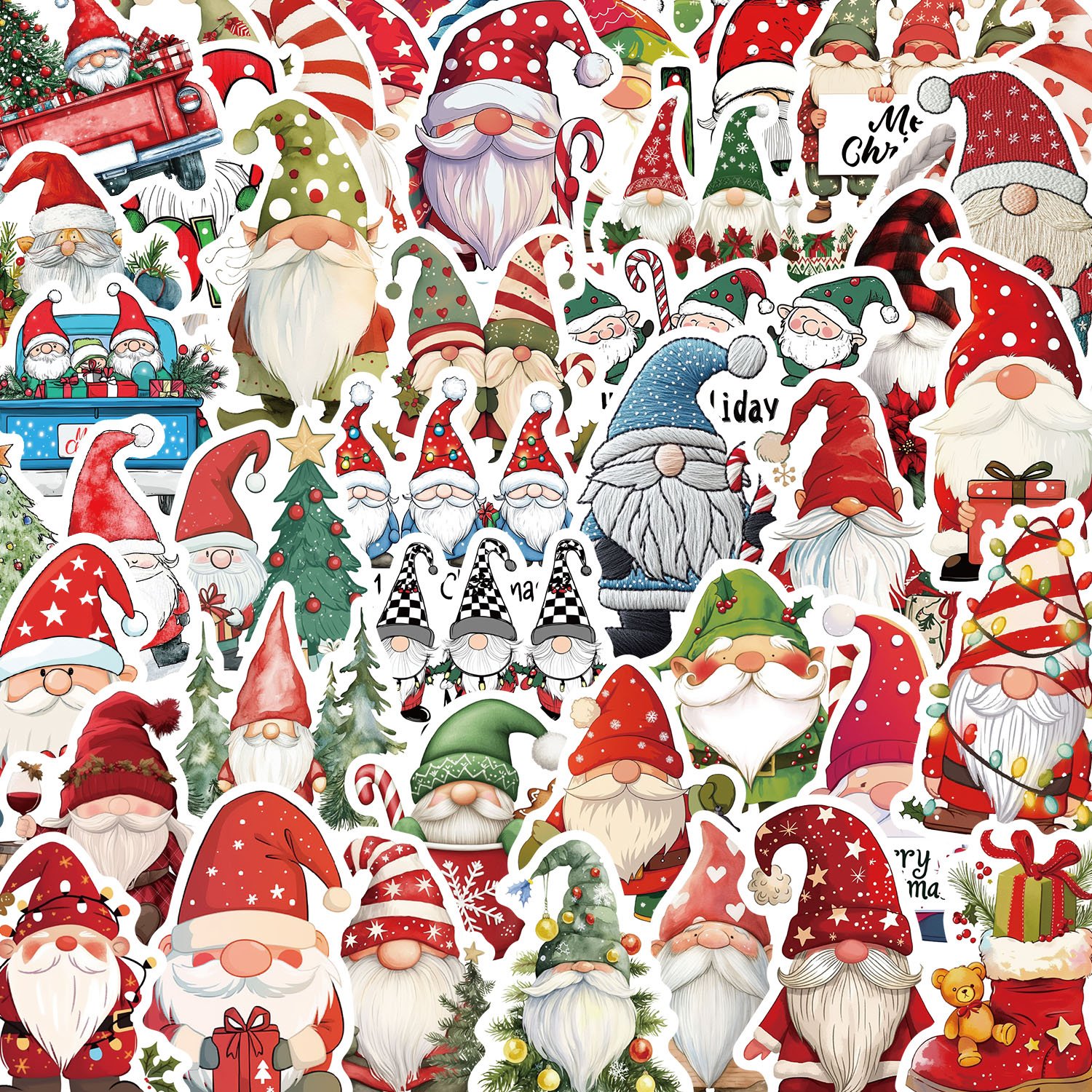 50pcs Cute Cartoon Dwarf Christmas Graffiti Stickers Laptop Phone Case Luggage Diary Decoration Waterproof Gift Decal Wholesale