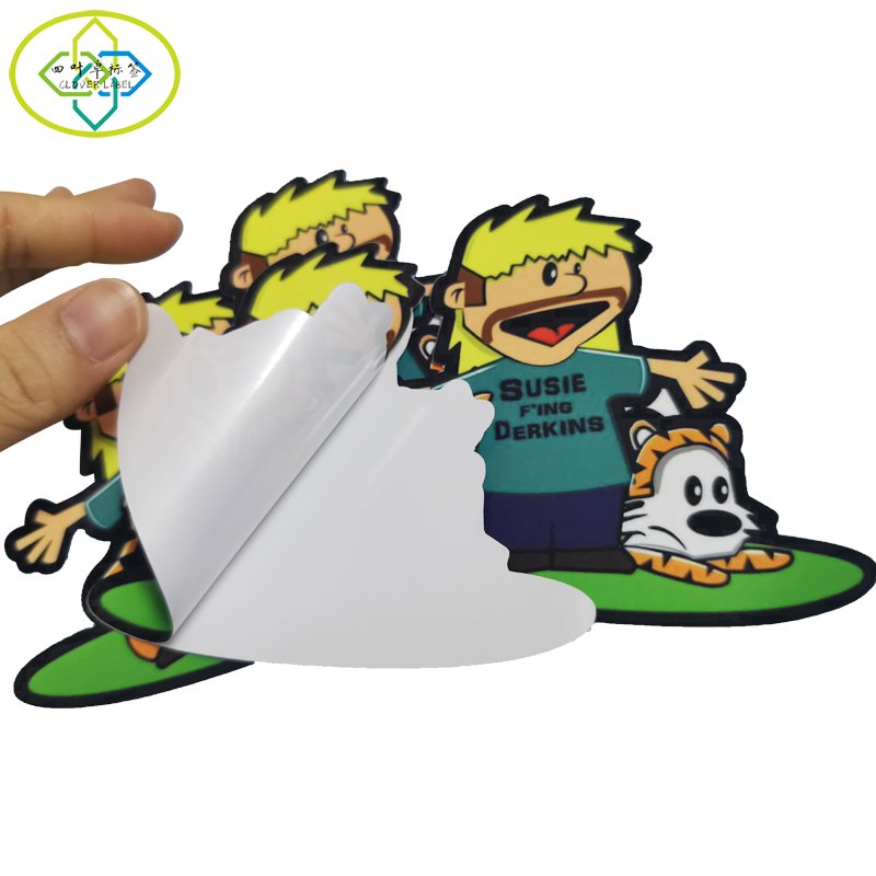 PVC glossy finished film customized individual die-cut cartoon characters sticker printing