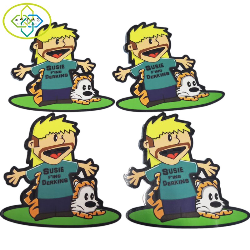 PVC glossy finished film customized individual die-cut cartoon characters sticker printing