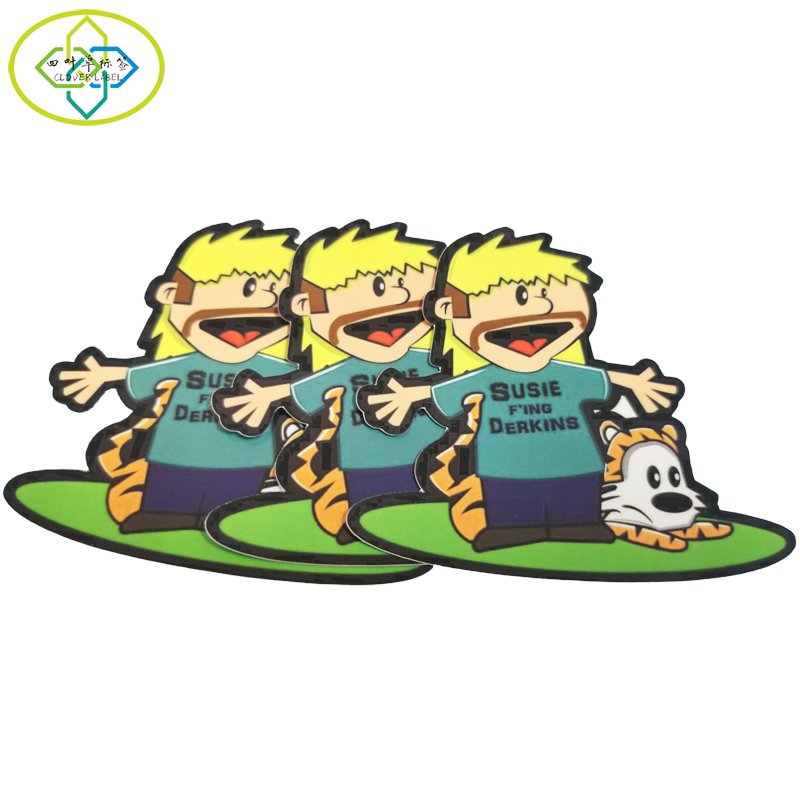 PVC glossy finished film customized individual die-cut cartoon characters sticker printing