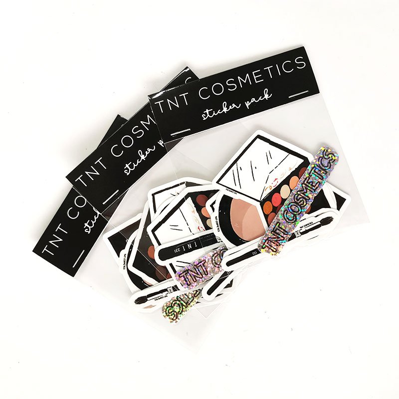 High Quality Waterproof Custom Logo Printed Packaging Die Cut Cartoon Laptop PVC Vinyl Sticker Packs with Header Card