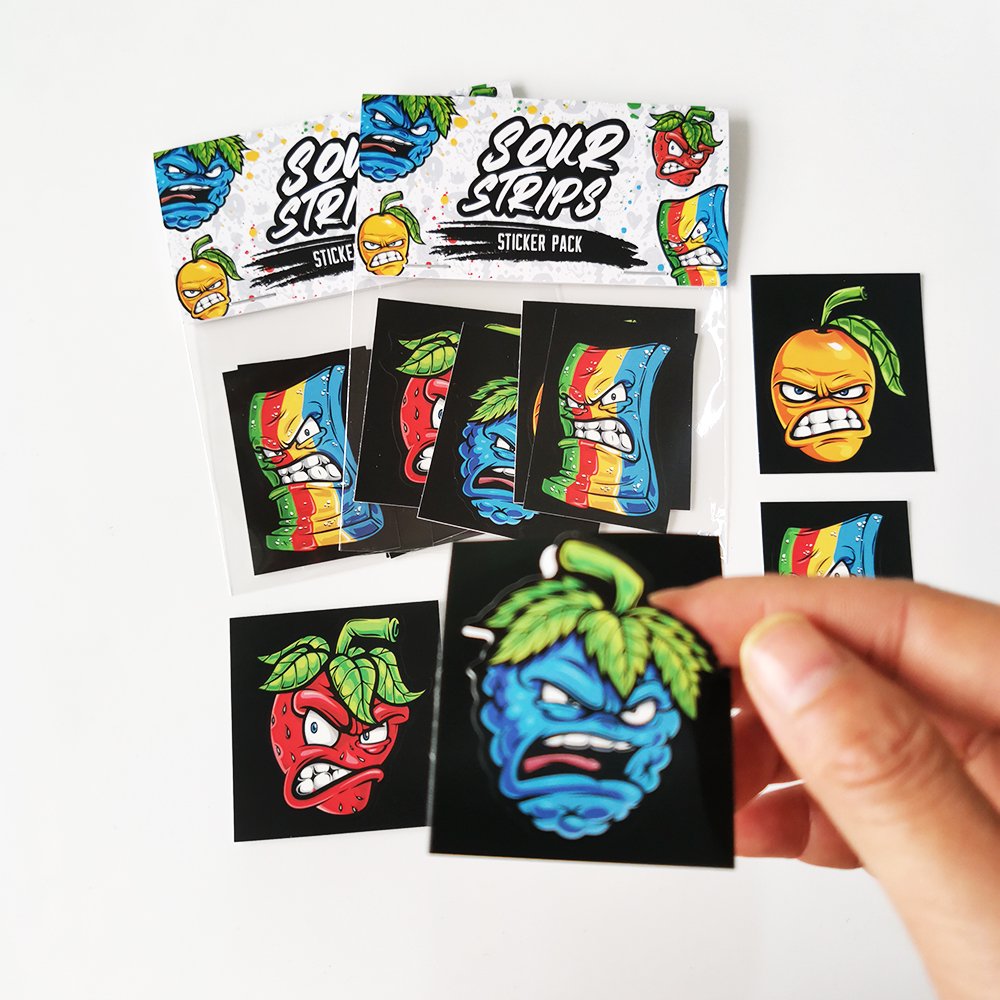 High Quality Waterproof Custom Logo Printed Packaging Die Cut Cartoon Laptop PVC Vinyl Sticker Packs with Header Card