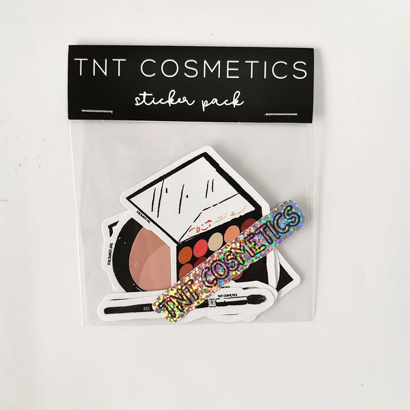 High Quality Waterproof Custom Logo Printed Packaging Die Cut Cartoon Laptop PVC Vinyl Sticker Packs with Header Card