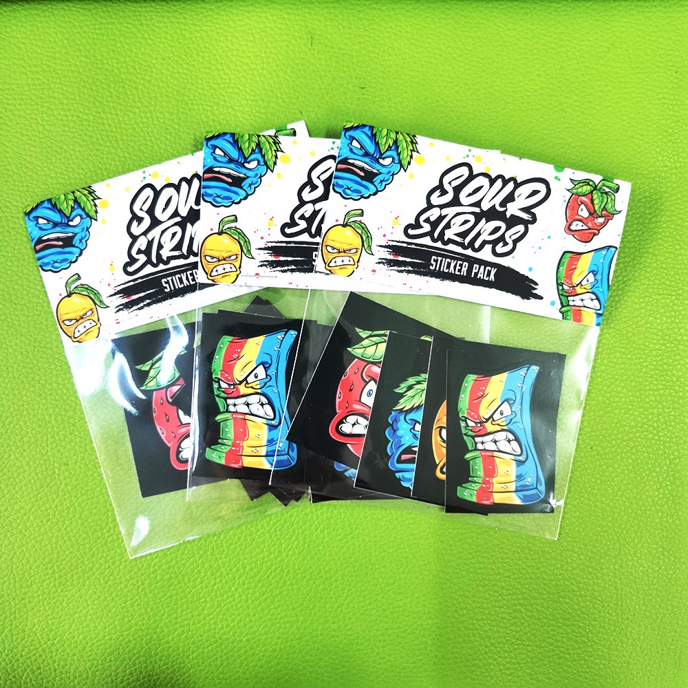 High Quality Waterproof Custom Logo Printed Packaging Die Cut Cartoon Laptop PVC Vinyl Sticker Packs with Header Card