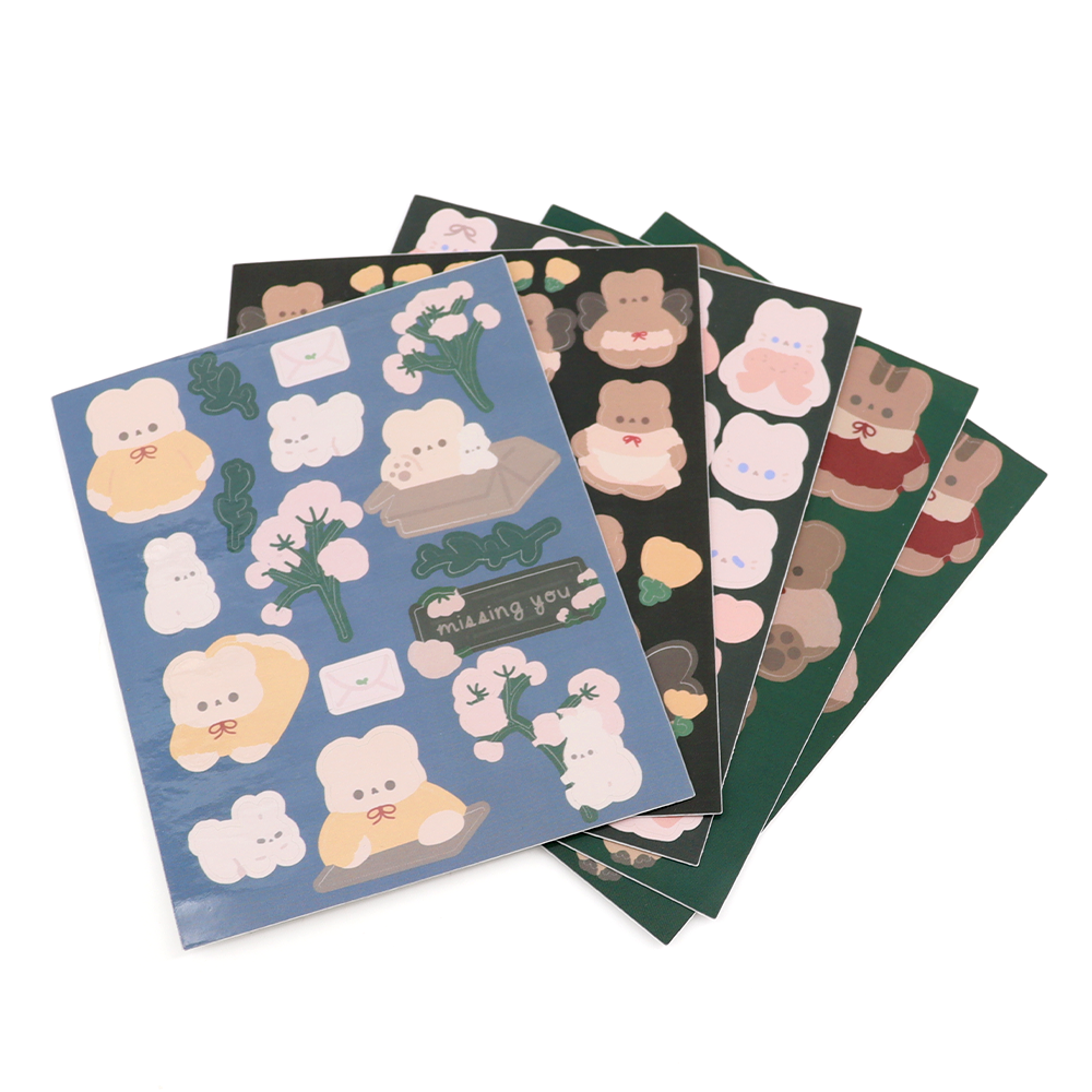 Hot-selling Stickers Custom Waterproof Vinyl Kiss Cut Sticker for Bottle Cute Cartoon Bear