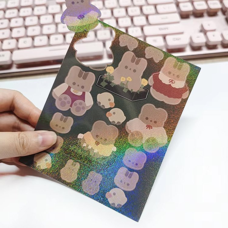 Hot-selling Stickers Custom Waterproof Vinyl Kiss Cut Sticker for Bottle Cute Cartoon Bear