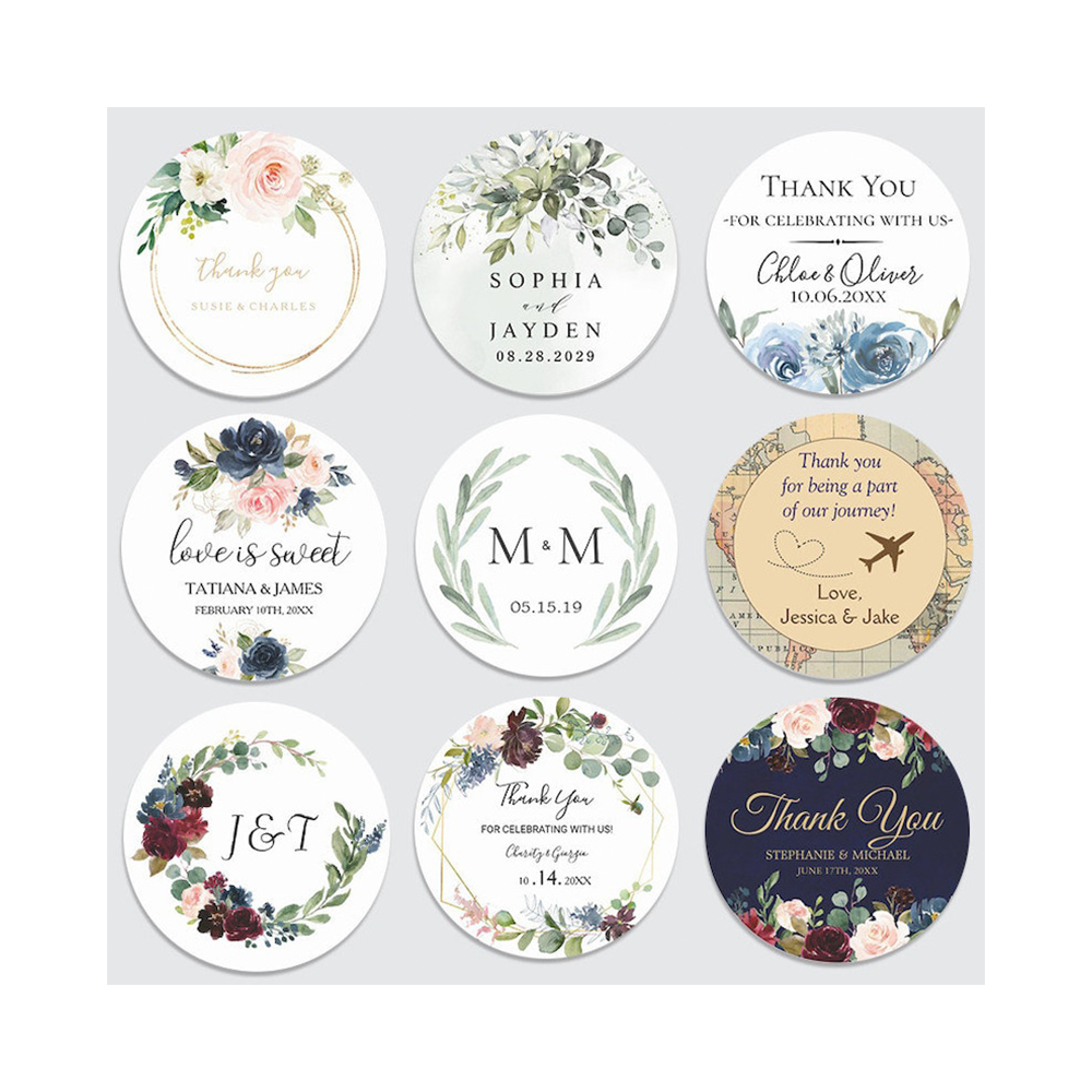 DIY Sticker Multi-Purpose Customized Nice Round Die Cut Thank You Gift Tags Decorative Stickers
