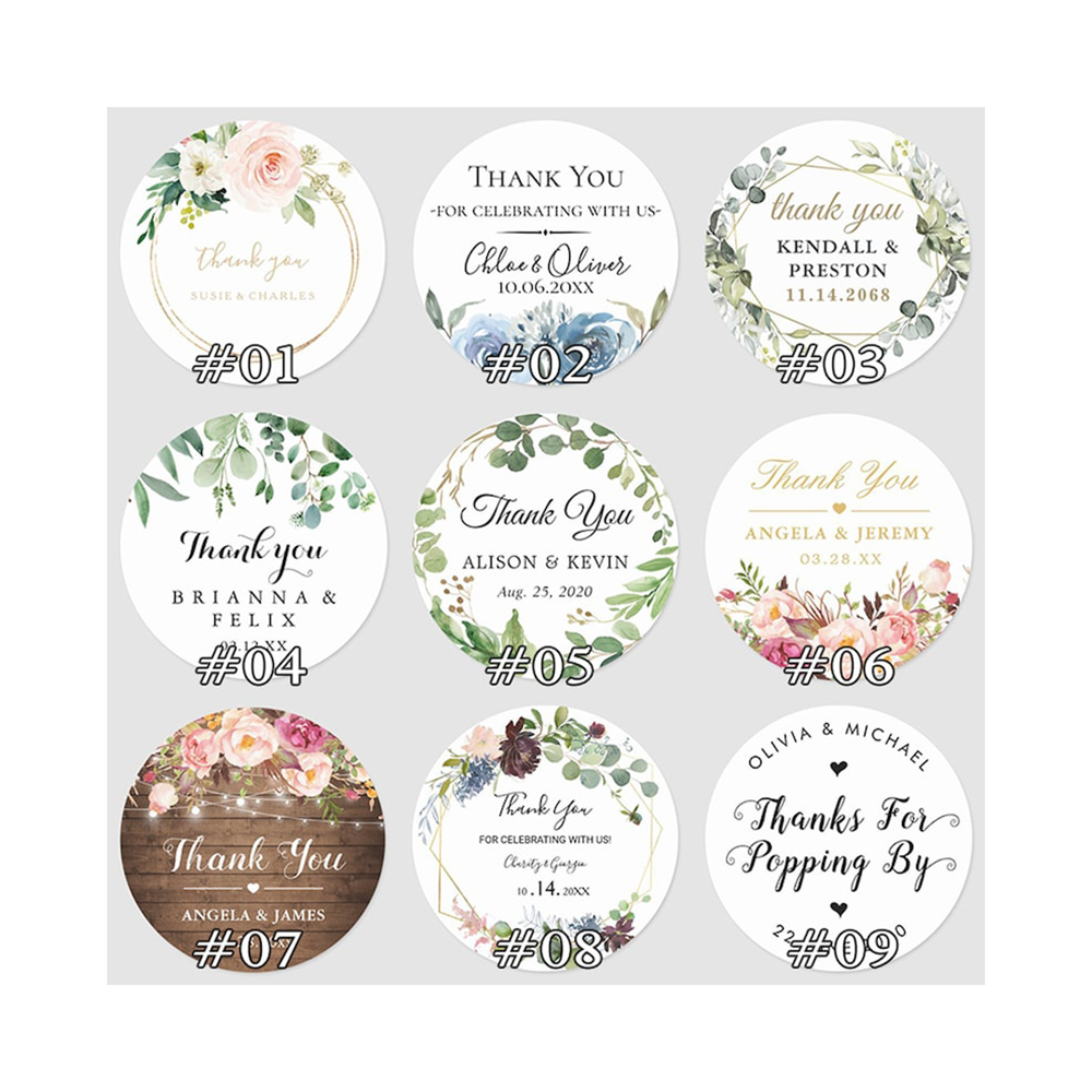 DIY Sticker Multi-Purpose Customized Nice Round Die Cut Thank You Gift Tags Decorative Stickers
