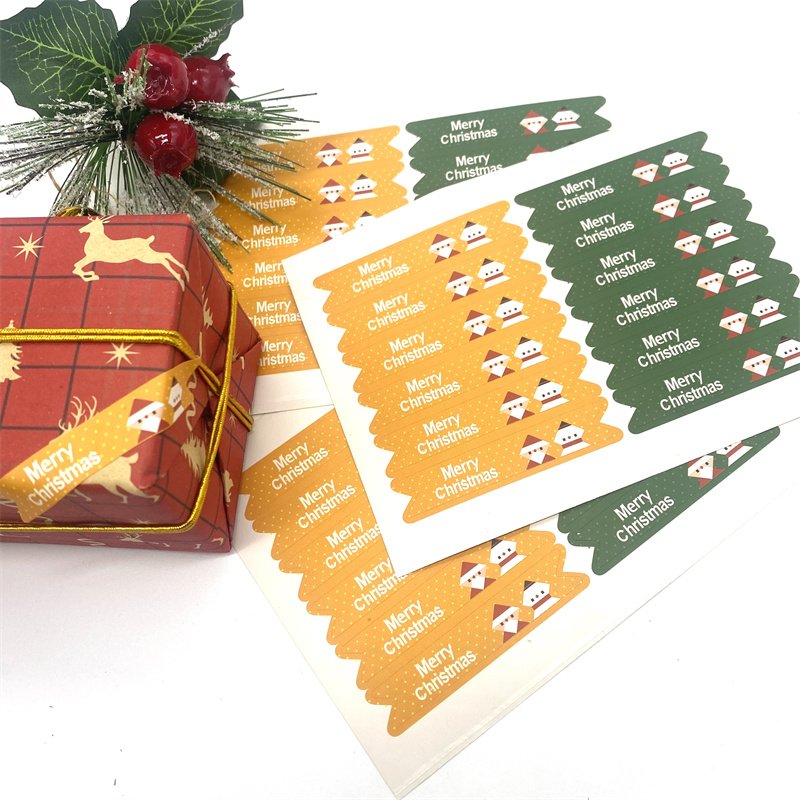 New Year Christmas Stickers Gift Packaging Baking Sealing Stickers Cute Cartoon Snowman Label