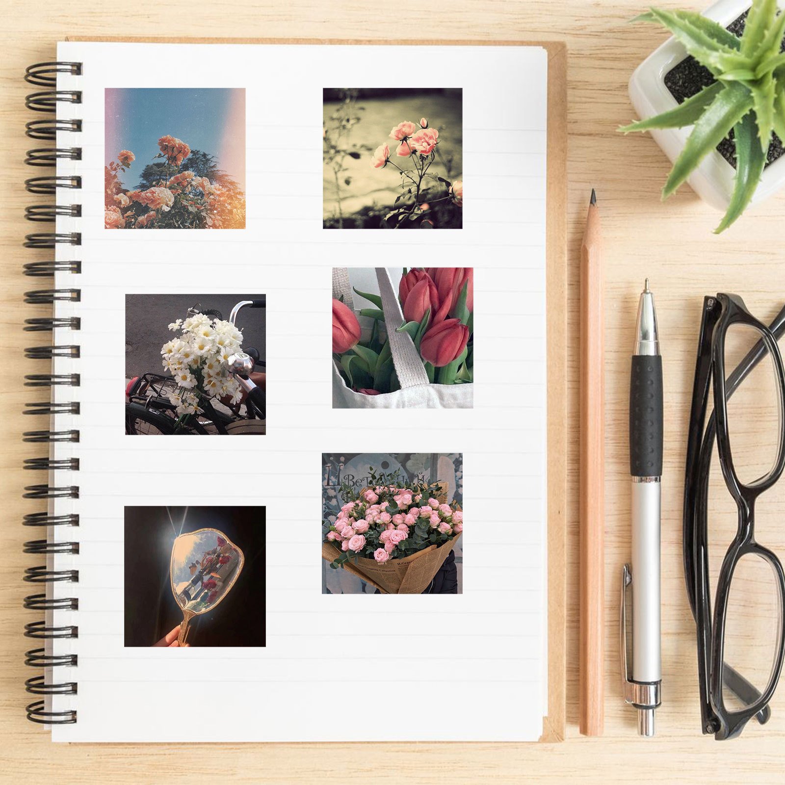 50PCS Retro Literary Flowers Stickers Poster Suitcase Bike Travel Luggage Laptop Cartoon Sticker Decals for Kid Gift girls