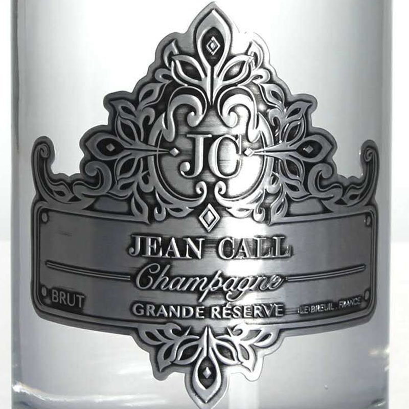 Factory sell self adhesive Bright Gold Embossed Curved Aluminum metal stickers Liquor wine perfume Bottle Label aluminum labels