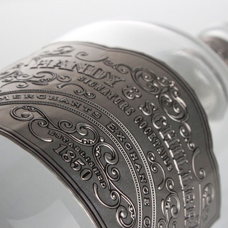 Factory sell self adhesive Bright Gold Embossed Curved Aluminum metal stickers Liquor wine perfume Bottle Label aluminum labels