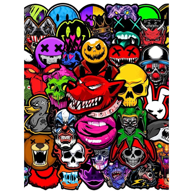 Custom Wholesale Halloween Horror Pumpkin Bear Series Waterproof Stickers For Mylar Bag Metal Tins