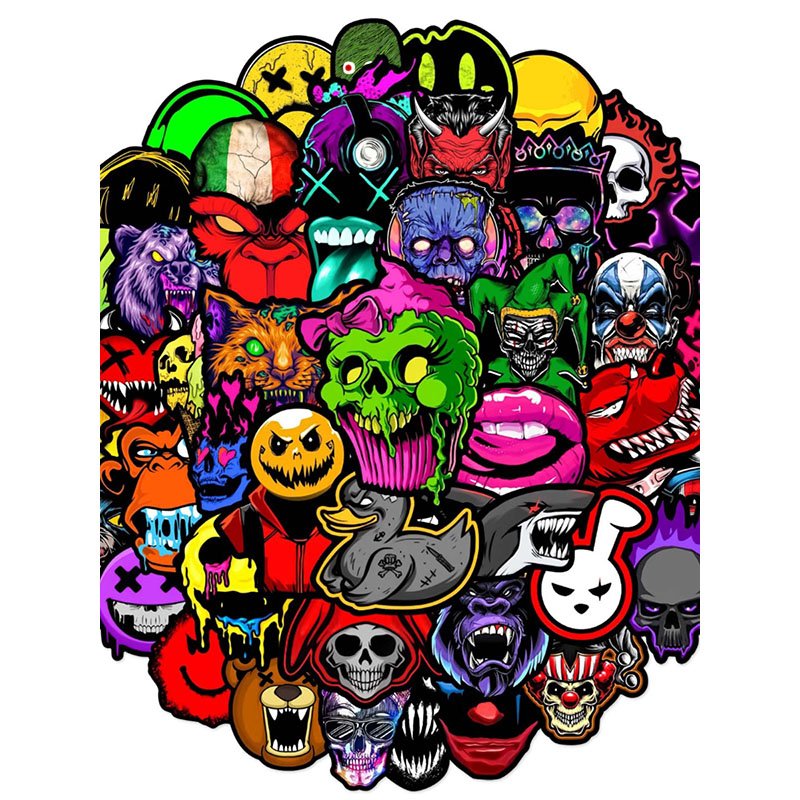 Custom Wholesale Halloween Horror Pumpkin Bear Series Waterproof Stickers For Mylar Bag Metal Tins