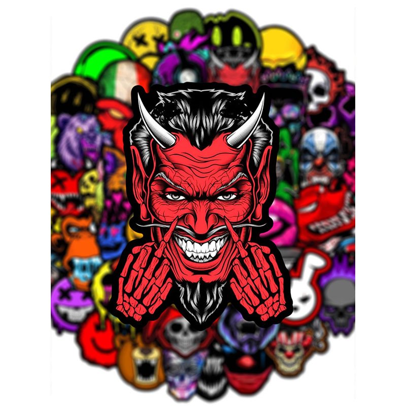 Custom Wholesale Halloween Horror Pumpkin Bear Series Waterproof Stickers For Mylar Bag Metal Tins
