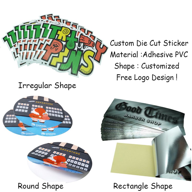 Custom Vinyl Printing Fancy Adhesive Waterproof Cartoon Die Cut Logo Label Stickers