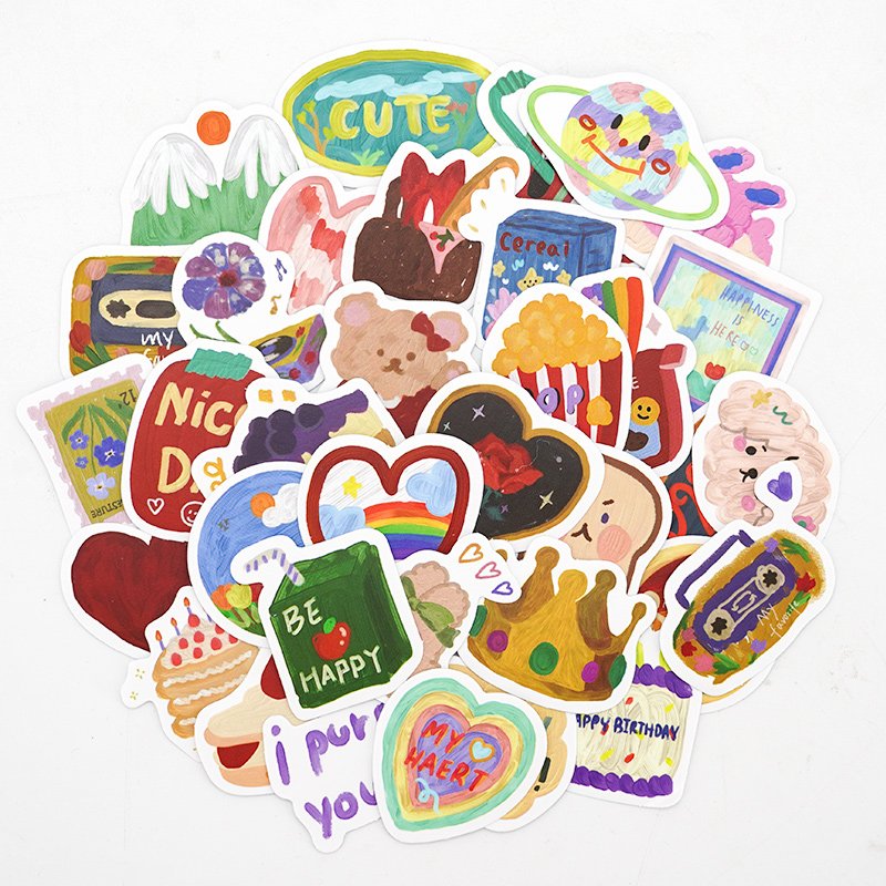 Custom Cute Die Cut Vinyl Stickers Printing, Adhesive Waterproof PVC Label Company Logo Design Cartoon Stickers