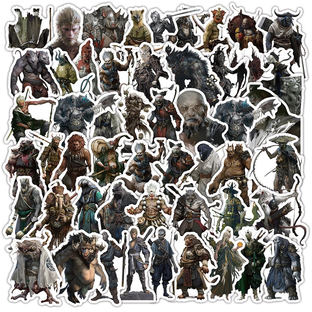 50pc/bag Anime Game Black Myth Wukong die cut vinyl stickers Cartoon Goku PVC Graffiti Sticker for Bicycle Guitar Skateboard