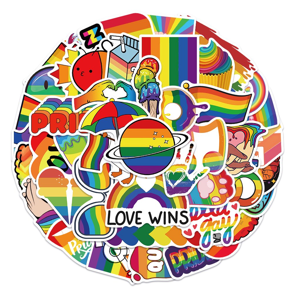 50pcs Colorful Gay Sticker Waterproof Graffiti Decals Diy Laptop Skateboard Water Bottle Phone Case Decoration Party Stickers