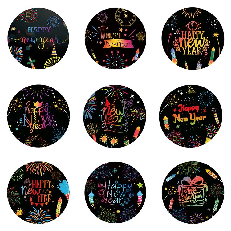 Happy New Year Envelope Letter Cartoon Label Self-adhesive Gift Sticker Supplies