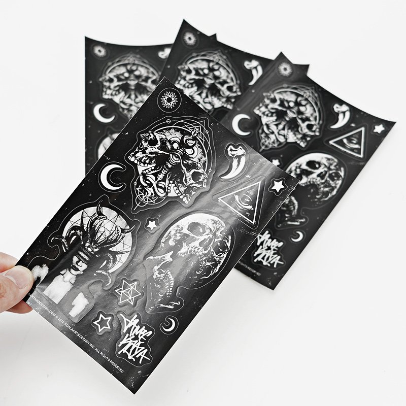 Custom PVC Cute Cartoon Printing Label Reusable Luminous Halloween Animal Make Face Dark Kiss Cut Sticker Sheet