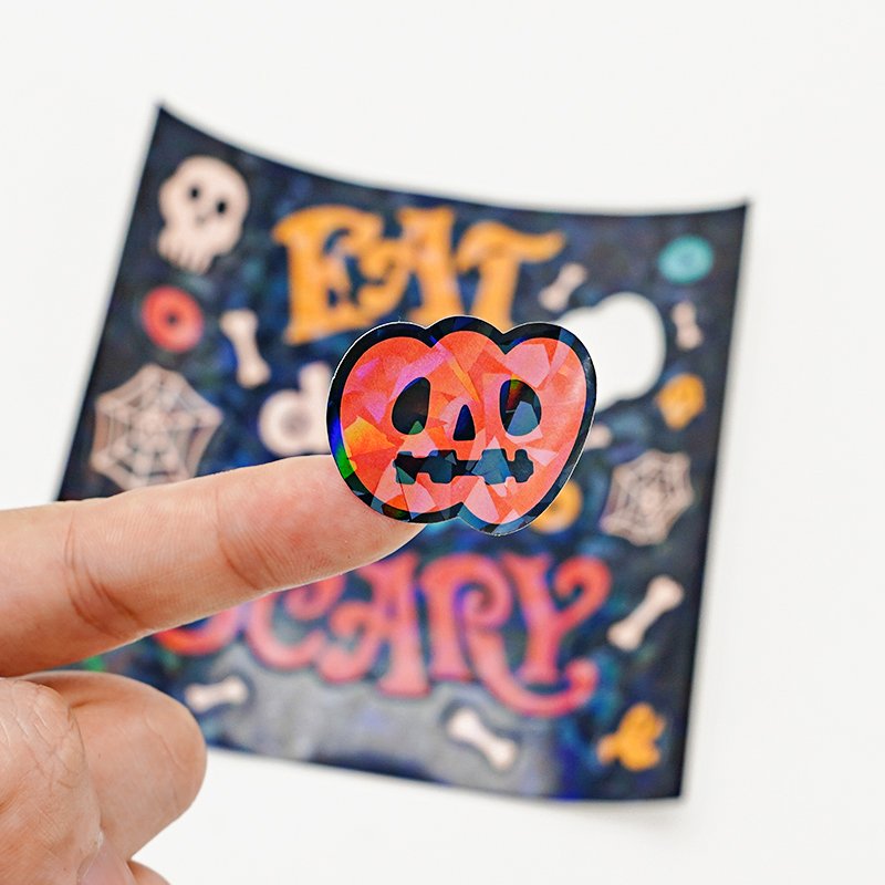 Custom PVC Cute Cartoon Printing Label Reusable Luminous Halloween Animal Make Face Dark Kiss Cut Sticker Sheet