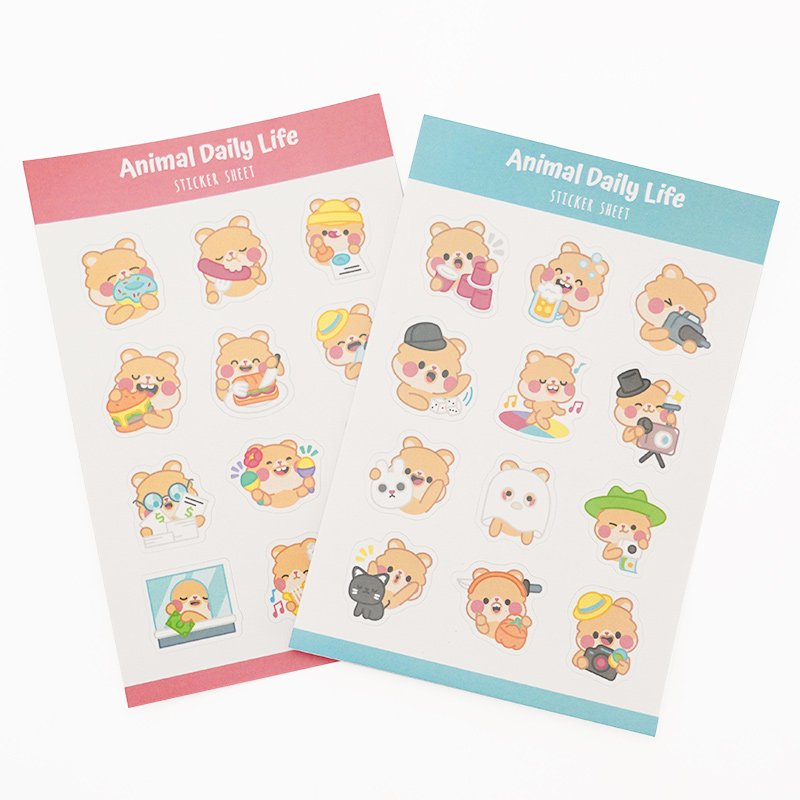Custom PVC Cute Cartoon Printing Label Reusable Luminous Halloween Animal Make Face Dark Kiss Cut Sticker Sheet