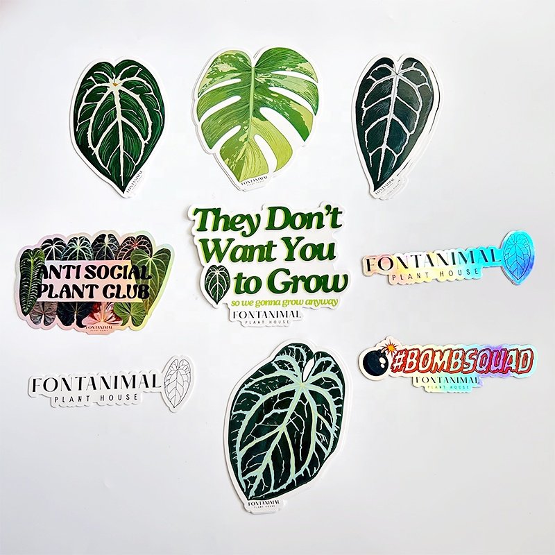 Self-Adhesive Waterproof Label Logo Design UV Protective Die Cut Sticker Printing Full Color PVC Vinyl Custom Cartoon Stickers