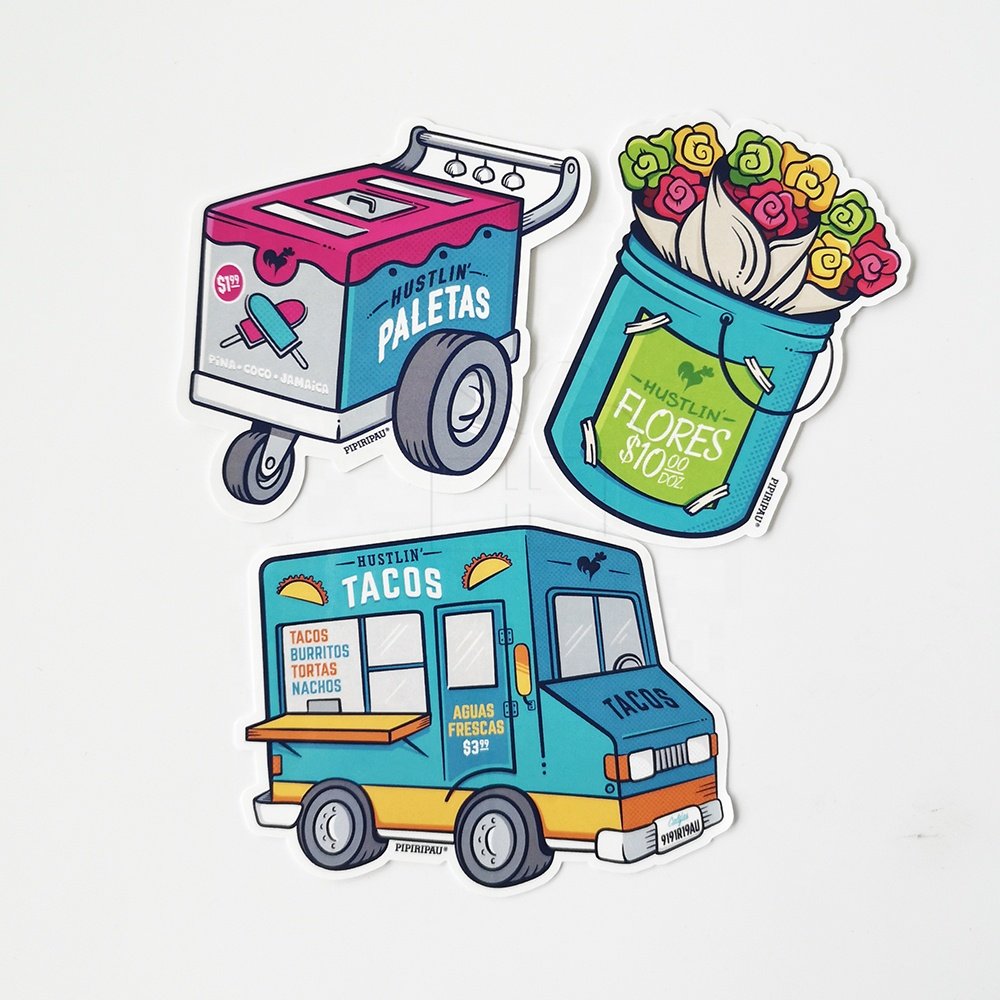 Self-Adhesive Waterproof Label Logo Design UV Protective Die Cut Sticker Printing Full Color PVC Vinyl Custom Cartoon Stickers
