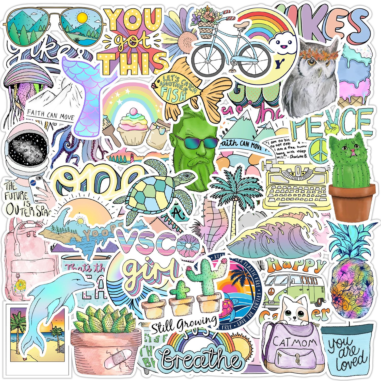 MIX Cartoon Stickers For Child Luggage Guitar Car Skateboard Bike PVC Waterproof Decor Cartoon Stickers