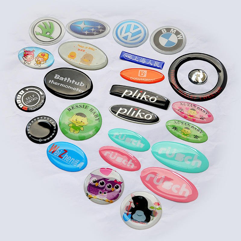 Custom Rectangle Shape Epoxy Resin Sticker Personalized logo 3D Dome Gel Stickers