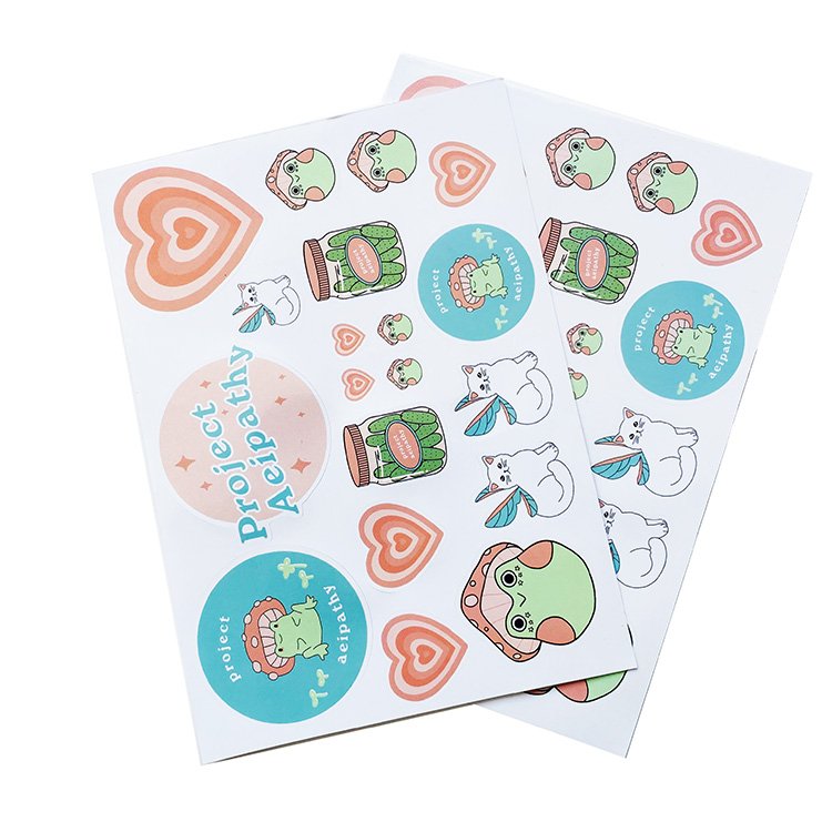 Top Sale Waterproof Glossy Custom Kiss Cut Cartoon Cute Vinyl Sticker Sheets