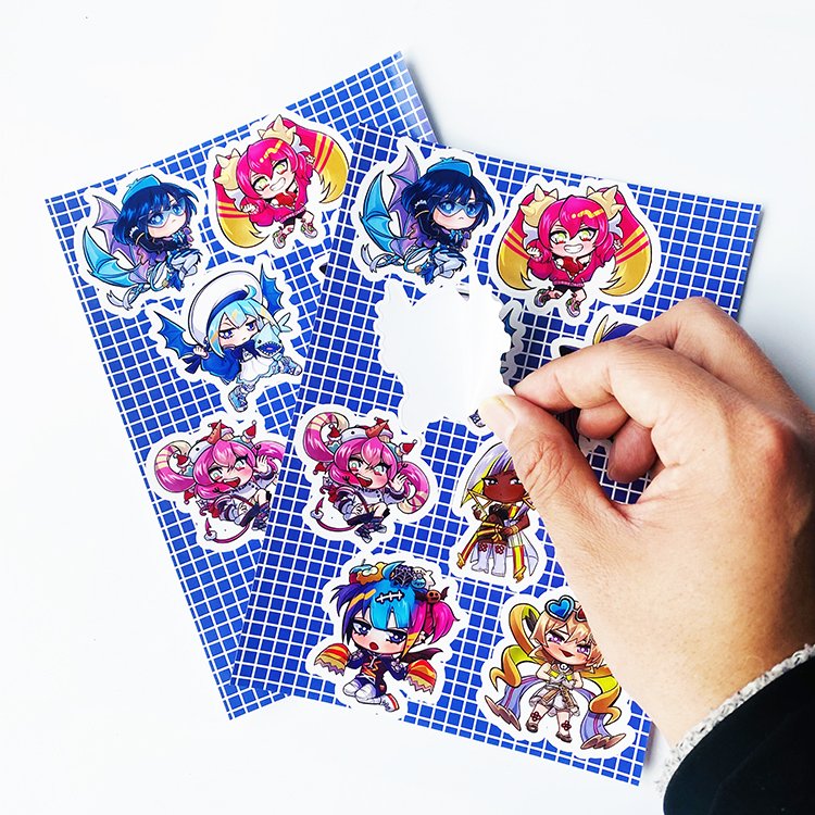 Top Sale Waterproof Glossy Custom Kiss Cut Cartoon Cute Vinyl Sticker Sheets