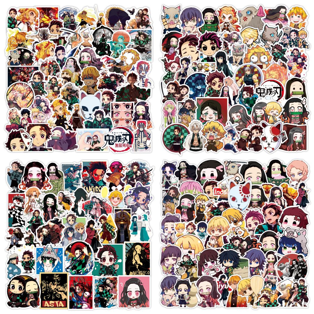 50 pcs/bag Japanese Anime Stickers Demon Slayer Laptop Guitar Waterproof Graffiti Cartoon Sticker