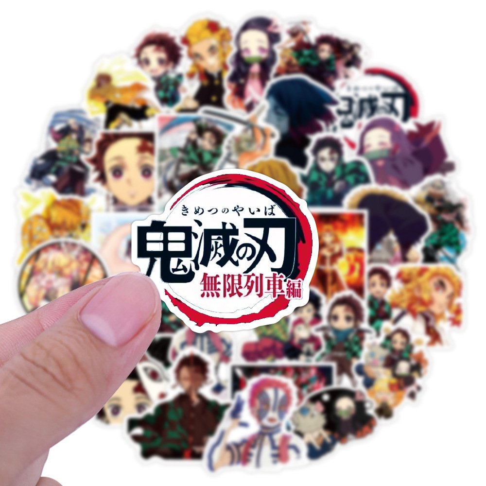 50 pcs/bag Japanese Anime Stickers Demon Slayer Laptop Guitar Waterproof Graffiti Cartoon Sticker