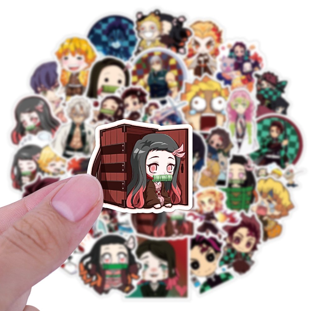 50 pcs/bag Japanese Anime Stickers Demon Slayer Laptop Guitar Waterproof Graffiti Cartoon Sticker