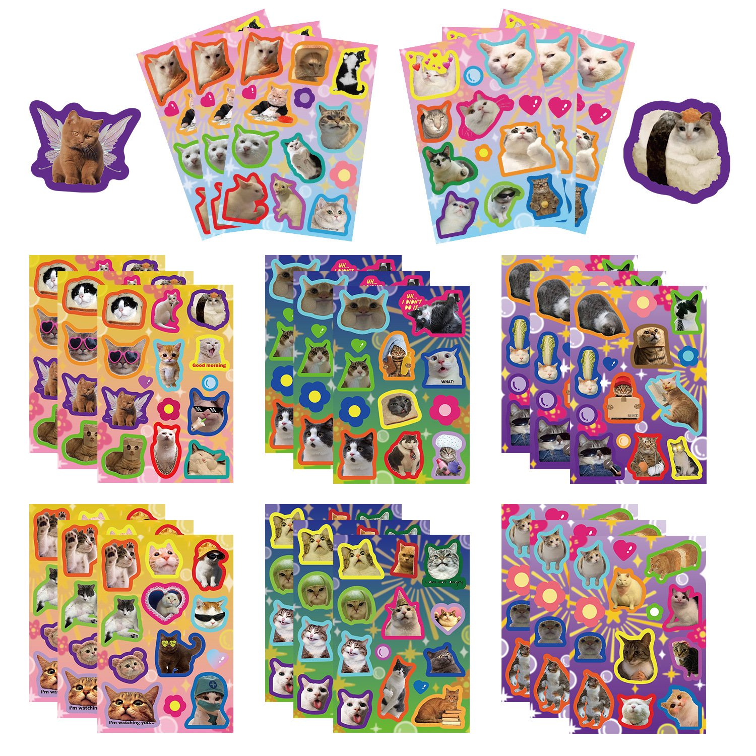 New Design 8 PCS Colorful Kittens PVC Waterproof Die-Cut Decals Stickers for Water Bottle Laptop Phone Skateboard Bike Car