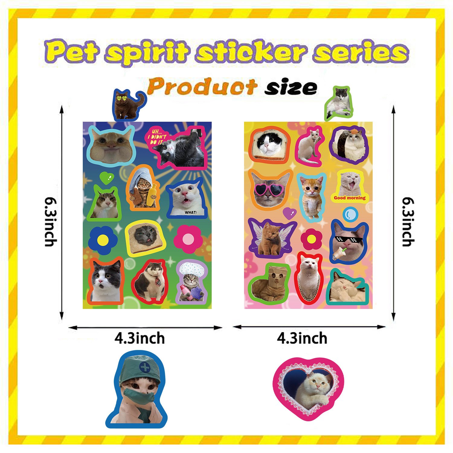 New Design 8 PCS Colorful Kittens PVC Waterproof Die-Cut Decals Stickers for Water Bottle Laptop Phone Skateboard Bike Car