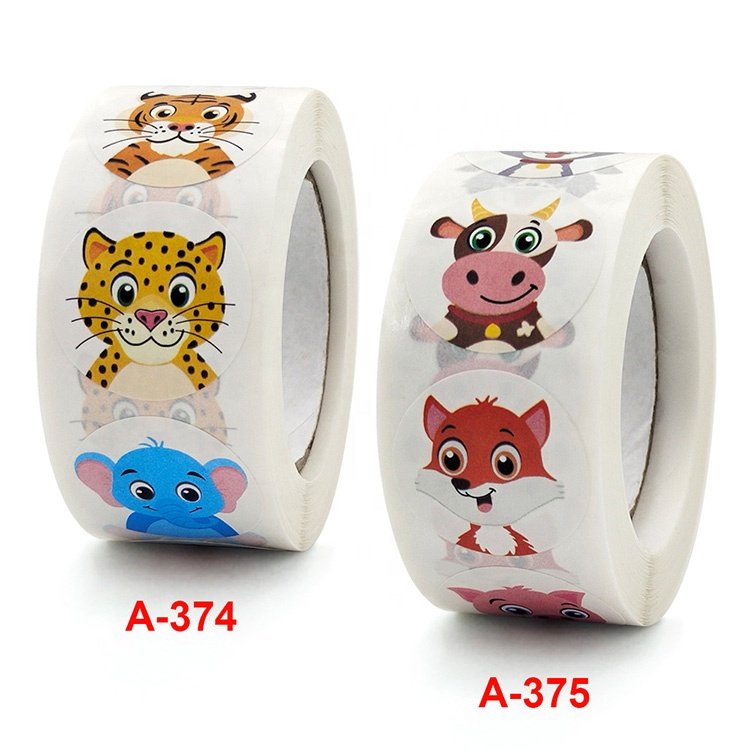 Wholesale cute funny school 1inch cartoon reward roll stickers anime for kids teacher encouragement