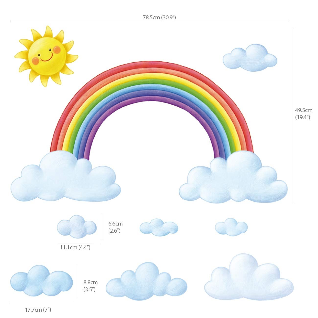 Custom Rainbow Wall Sticker Kids Room Cartoon Wall Sticker Home Decoration wall sticker decoration