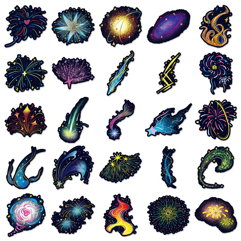 50Pcs High Quality Vinyl Waterproof Cartoon Car Sticker INS Decorations PVC Original Fireworks Sticker