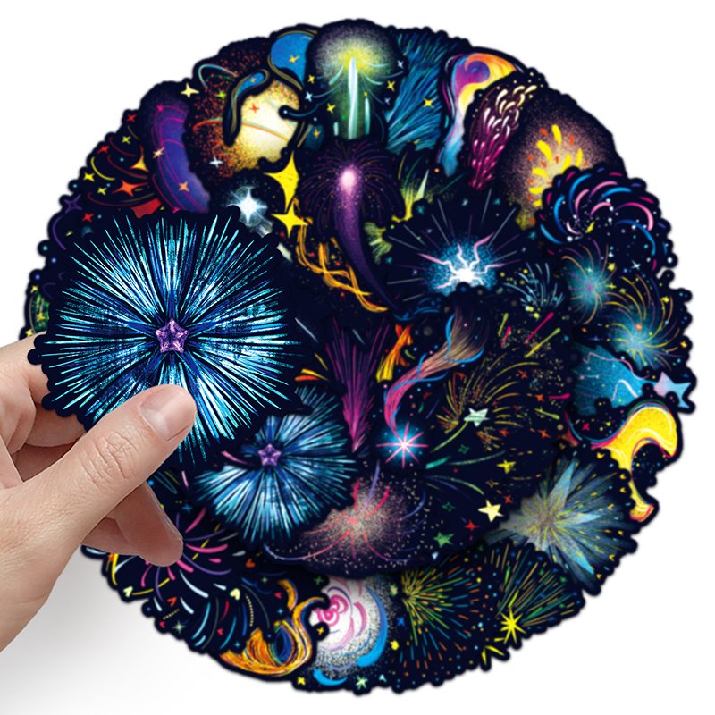 50Pcs High Quality Vinyl Waterproof Cartoon Car Sticker INS Decorations PVC Original Fireworks Sticker