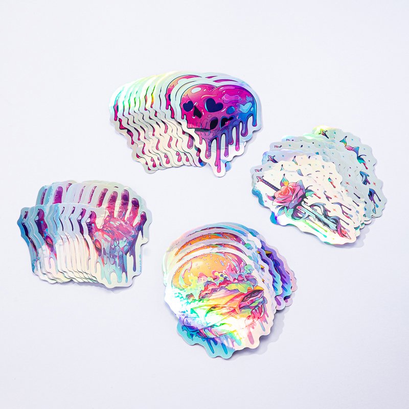 Custom Die Cut Vinyl Hologram Label Cute Holographic Sticker Weatherproof Vinyl Digital Printing Paper Sheets