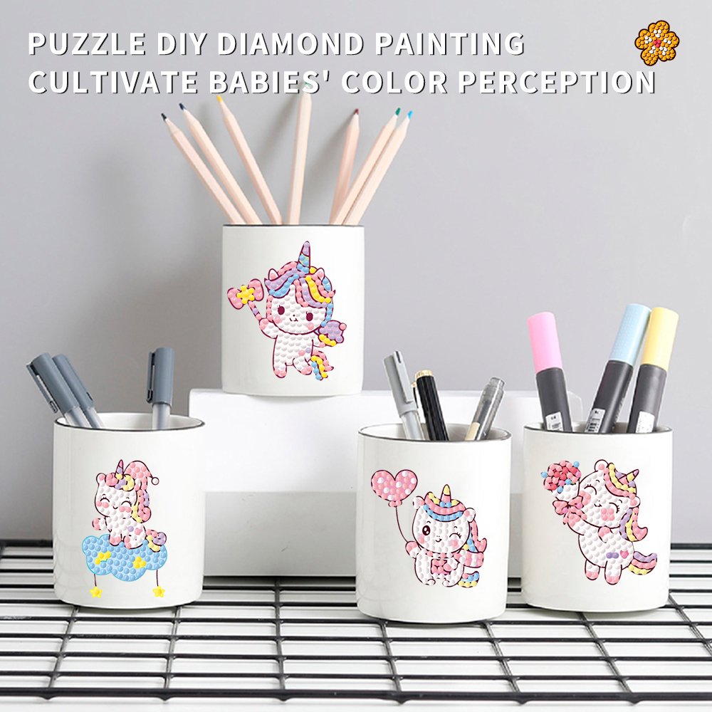 Cartoon Unicorn Diamond Painting Sticker Set, Children's Diamond Dot Art Painting DIY Diamond Painting