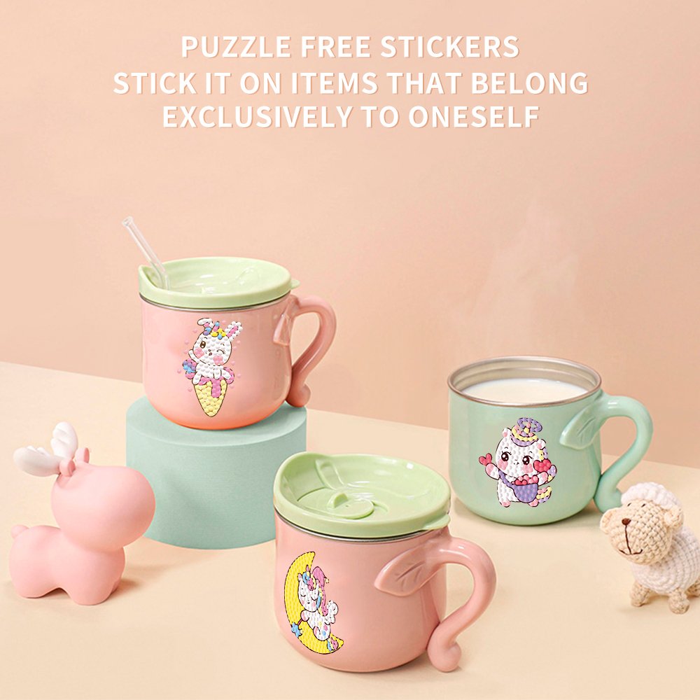 Cartoon Unicorn Diamond Painting Sticker Set, Children's Diamond Dot Art Painting DIY Diamond Painting