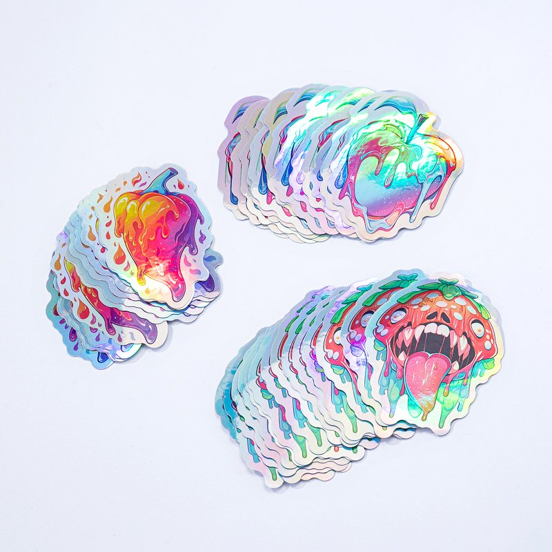 Hot Sale Custom Hologram Outdoor Adhesive Stickers Printing Logo Label Die Cut Pvc Vinyl Sticker Holographic Glitter Stickers