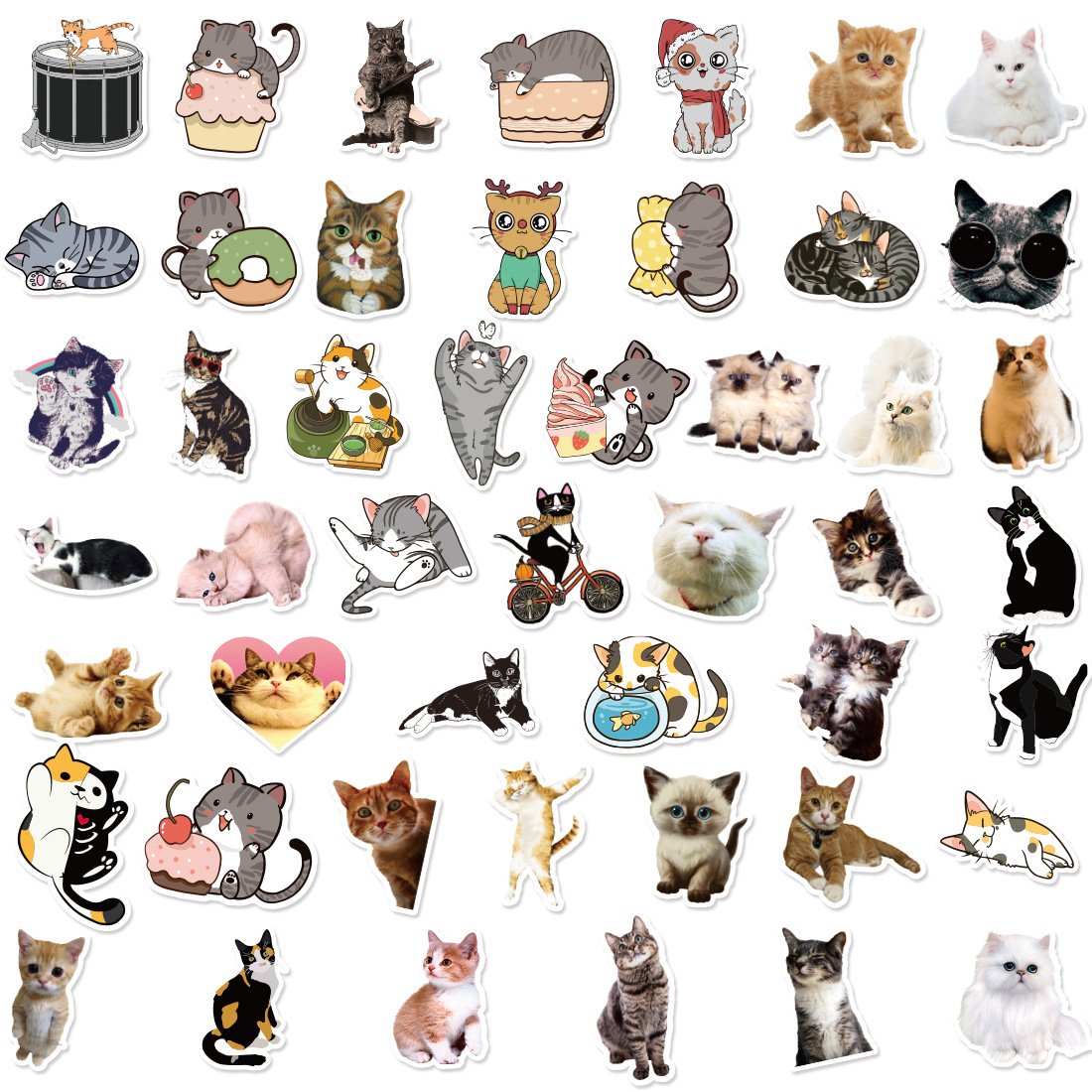 Fashion Cartoon Cat Sticker Cute Kitten Emoticon Sticker Stationery Notebook Water Cup Waterproof Decoration Graffiti Sticker