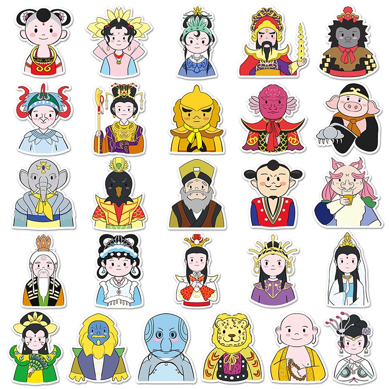50Pcs High Quality Waterproof Decorations Custom Sticker Original Journey To The West Cartoon Characters Sticker
